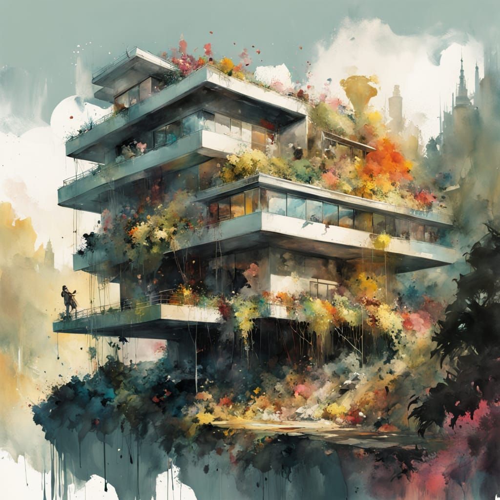 Surreal Solarpunk Haven Amidst Vibrant Forest and Futuristic...