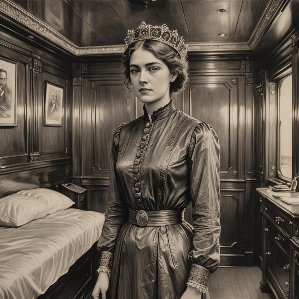 Titanic Stateroom: A Hyperdetailed Charcoal Drawing
