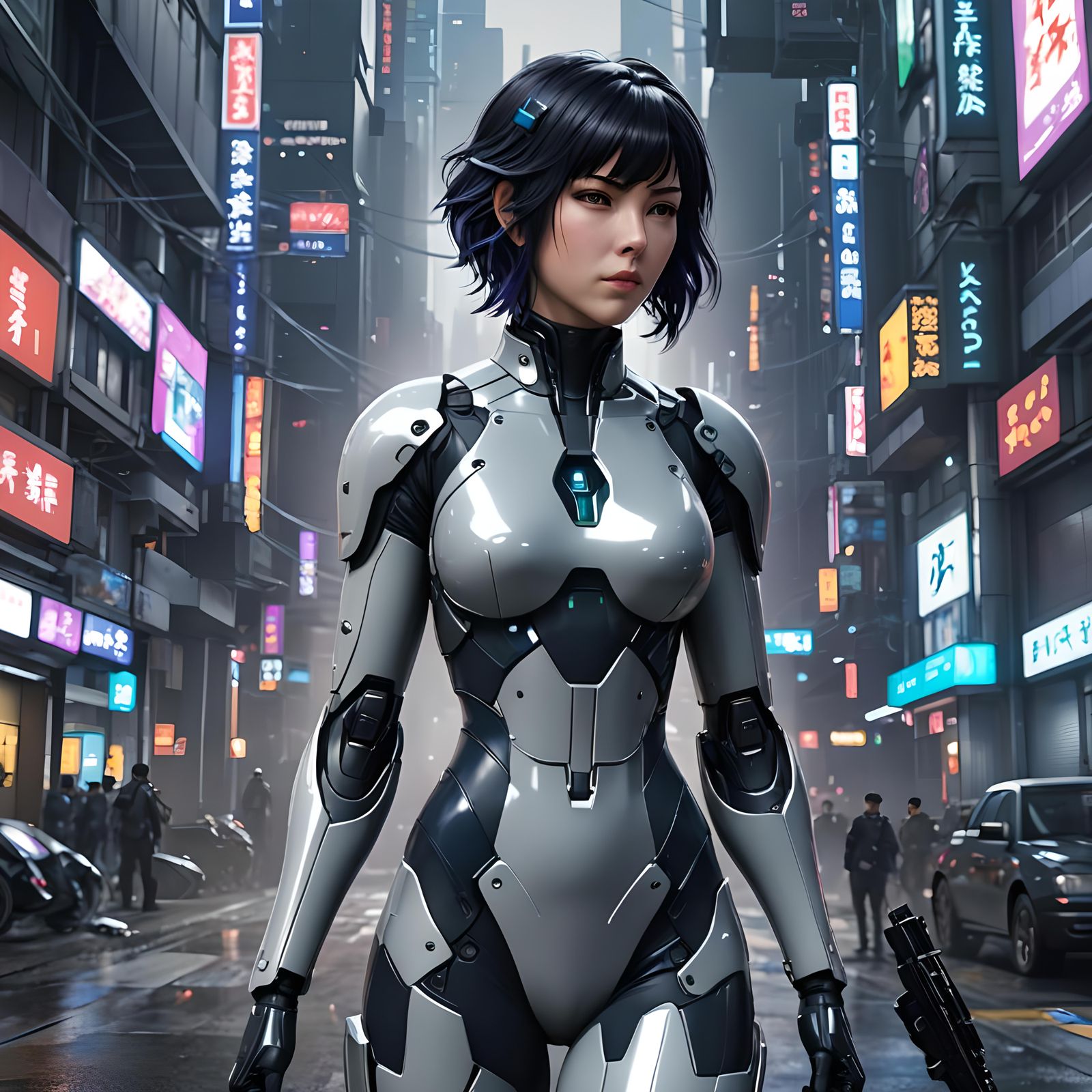 Motoko Kusanagi: 3D Anime Art Portrait