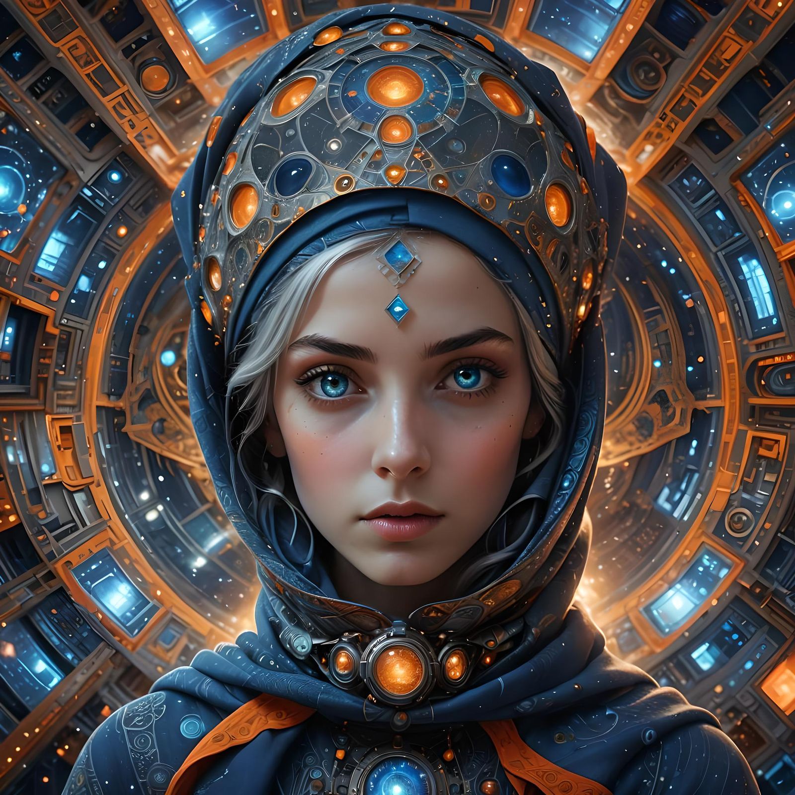 Ethereal Woman with Headscarf in Fantasy Art Style