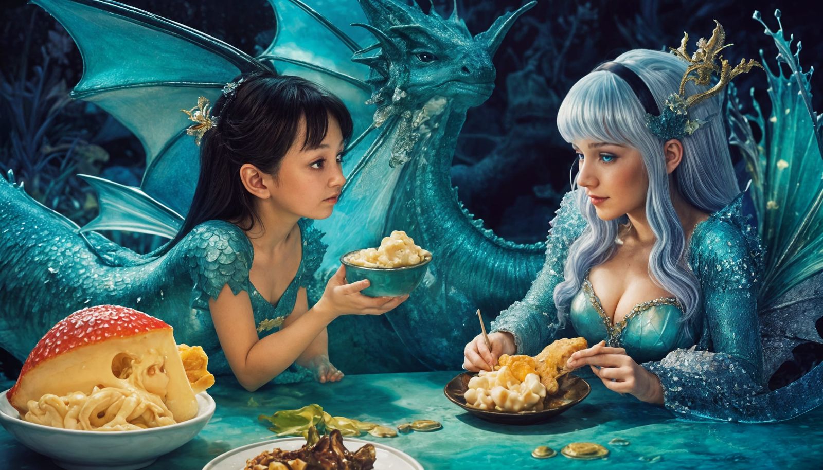 Crystal Dragon and Fairy Gaze at Mushroom Fondue