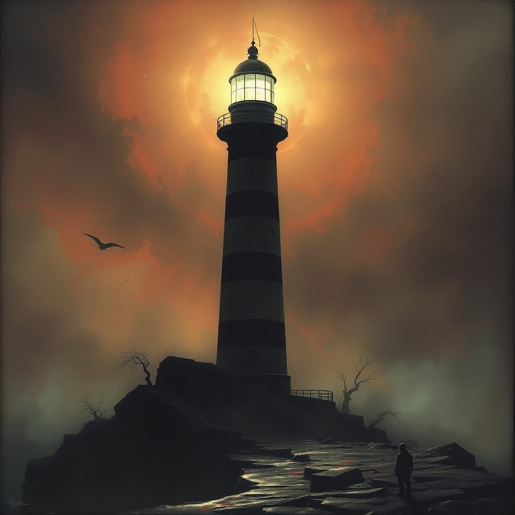 Eerie Lighthouse with an Otherworldly Glow