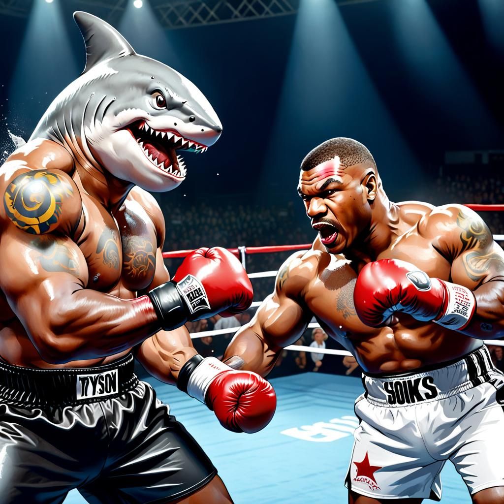 Mike Tyson Punches Sharkman in Boxing Ring