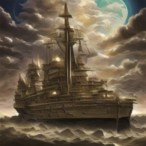 <lora:Space Aliens Ships:1.0> <lora:WreckedShips:1.0> <lora:...