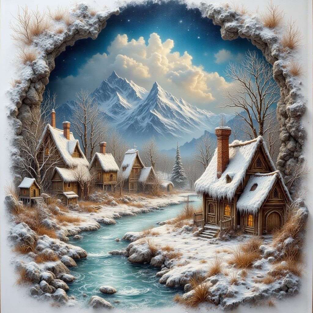Little village in winter