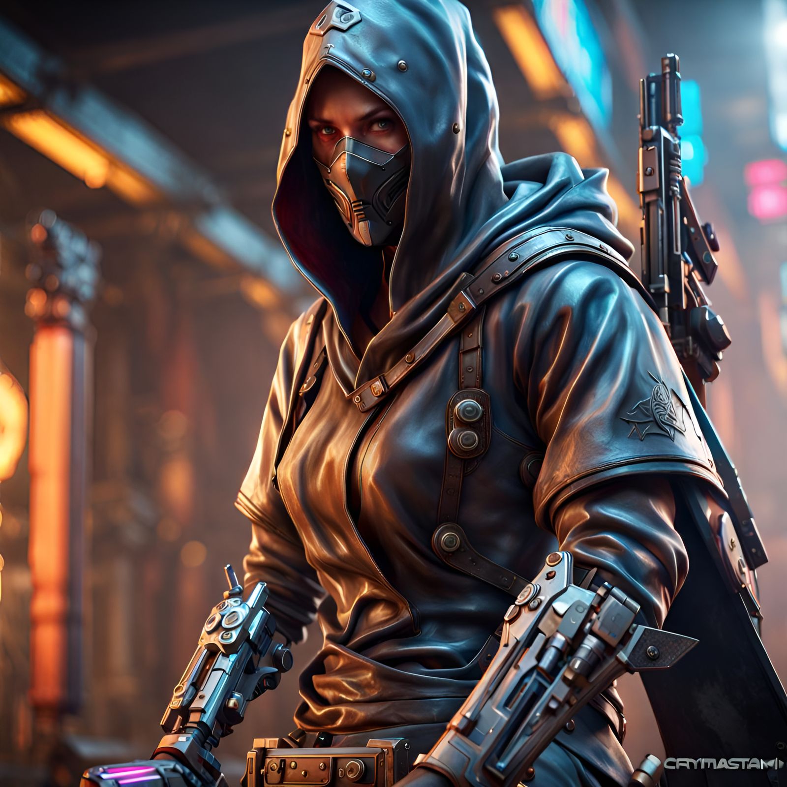 Android Assassin in Cyberpunk Style