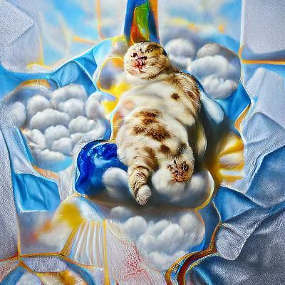 Chonky Cat Cherub in Heavenly Cloudscape