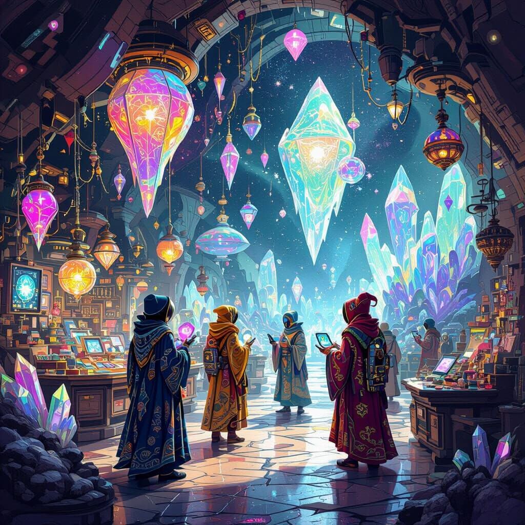 Cosmic Bazaar in Zero Gravity: A Futuristic Alien Marketplac...