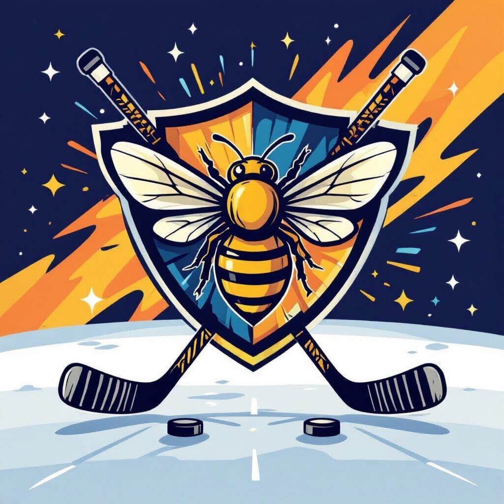 Vector Hockey Shield with Bee and Hive Logo
