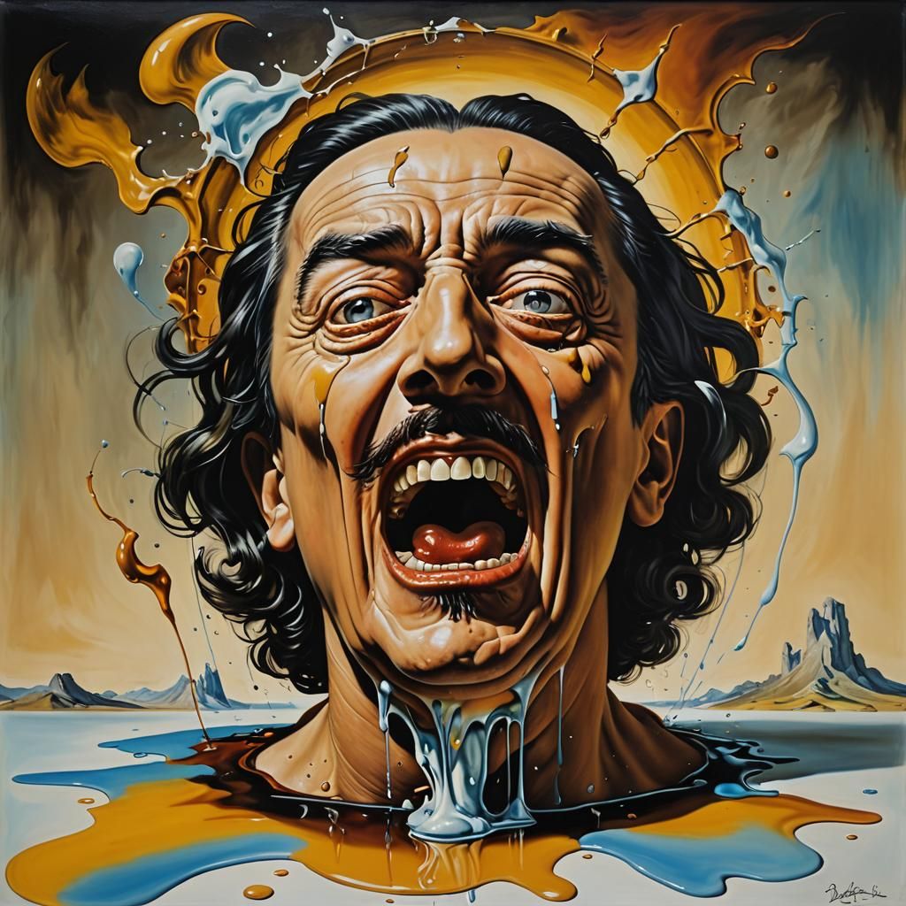 Melting Man: A Surreal Oil Painting