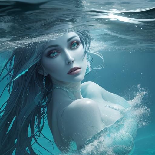 Surreal Woman Transforms into Shark Under Moonlight