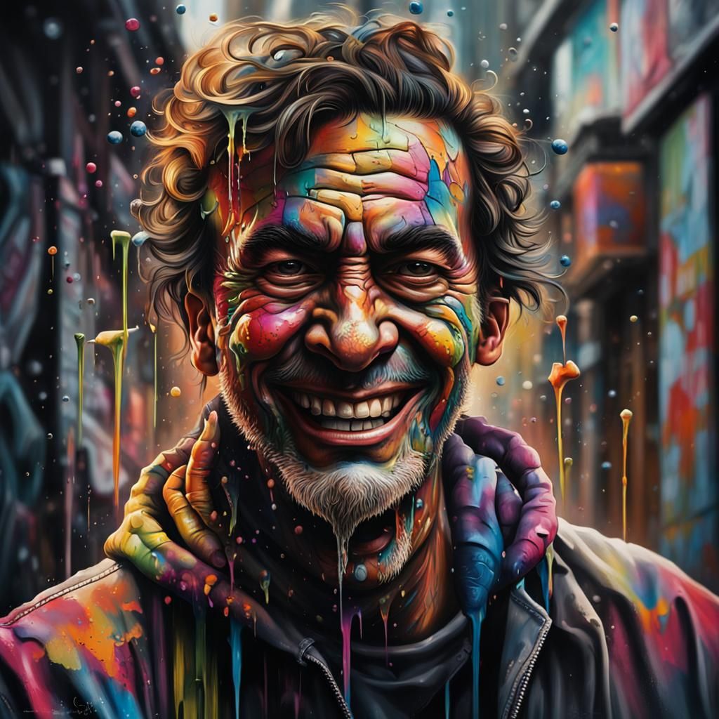 Photorealistic Joker Face in Graffiti Art