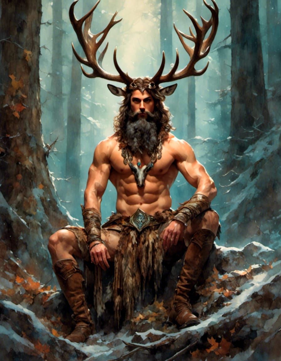 Horned Forest God Portrait for Fantasy Novel