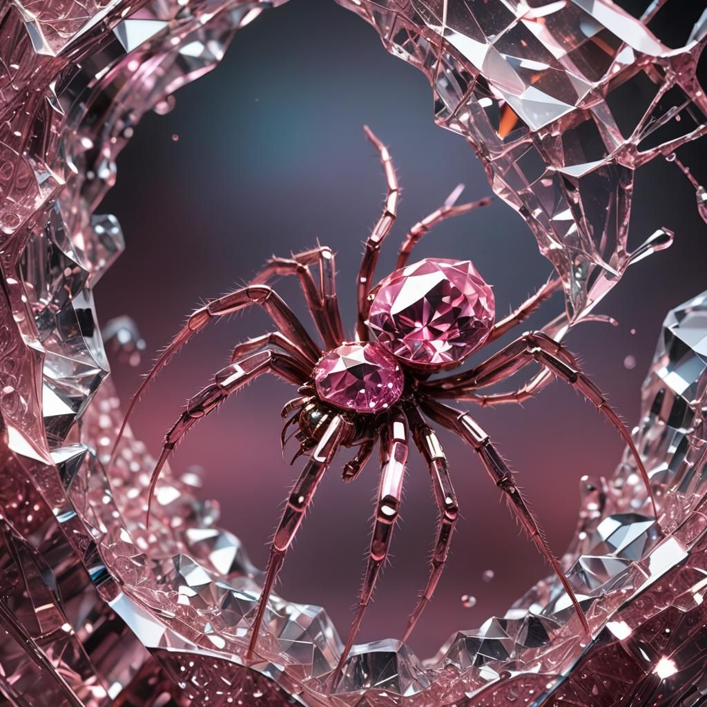 Pink Diamond Spider Concept Art in Hyperrealism