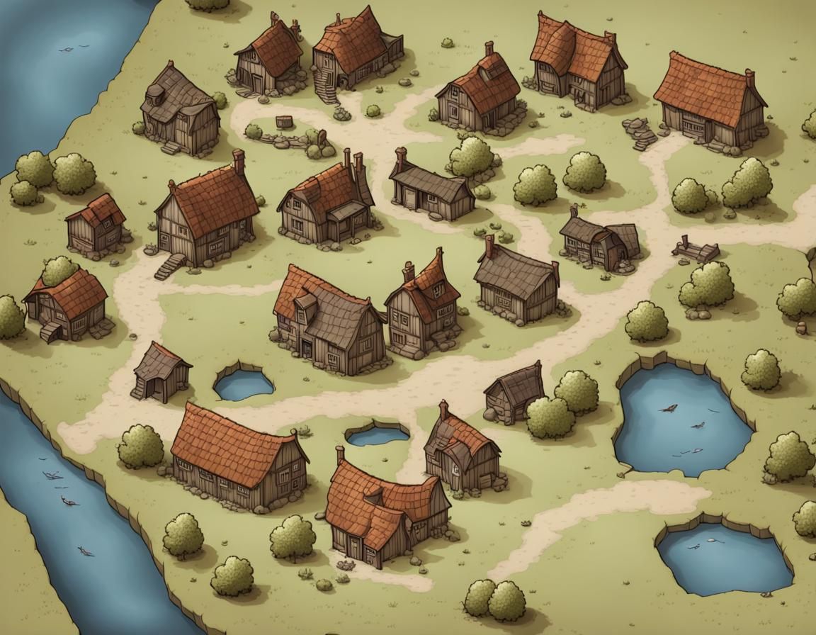 Village Map for Pen and Paper RPG in Hex Grid