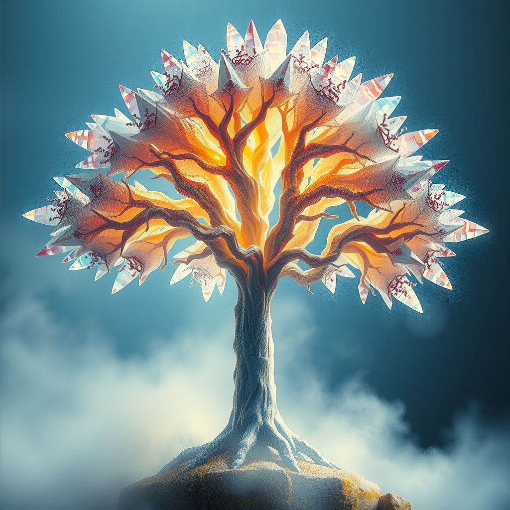 Majestic Crystal Tree with Ethereal Radiance