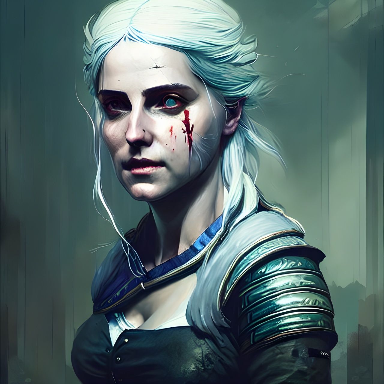 Ciri Portrait in Dark Fantasy Style