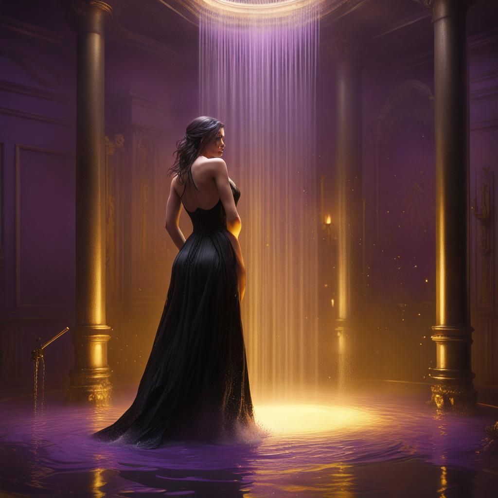Woman in Shower, Dark Fantasy Concept Art