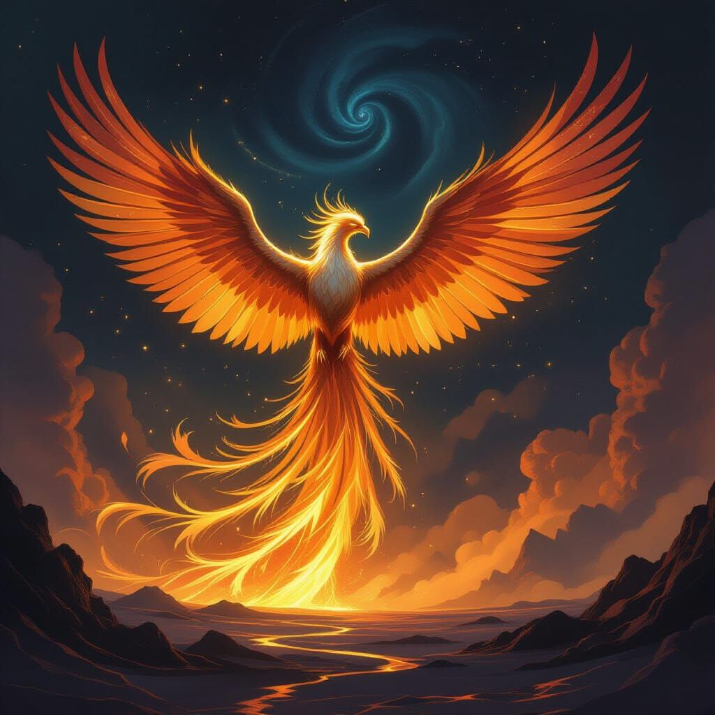 Ancient Phoenix Rises from Molten Gold in Cosmic Galaxy