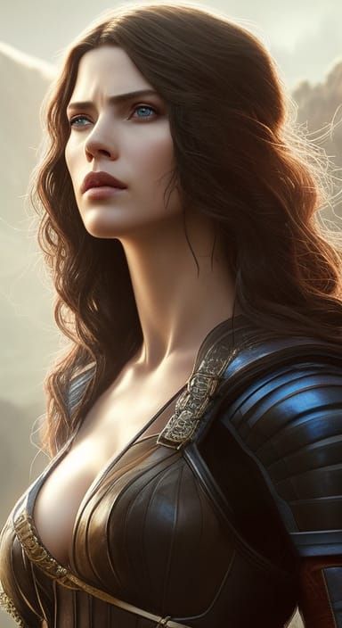 Scarlett Johansson as Yennefer in Detailed Iron Armor