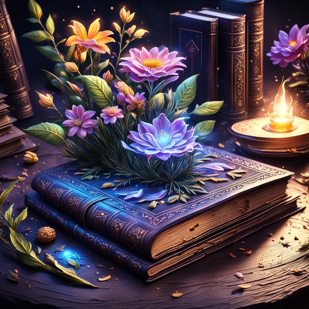 Glowing Magical Book in the Dark: Fantasy Concept Art