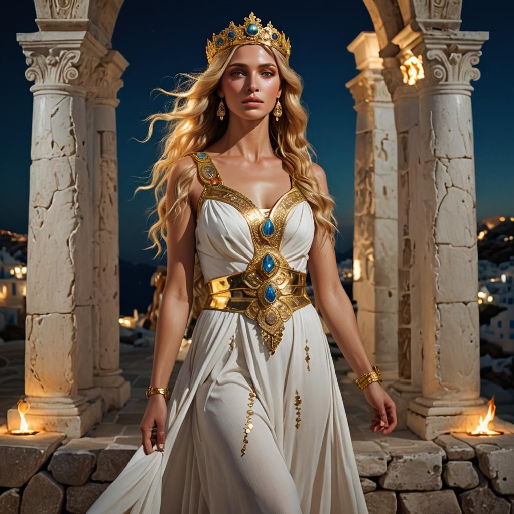 Aphrodite in Mykonos: Hyperrealistic Olympian Goddess