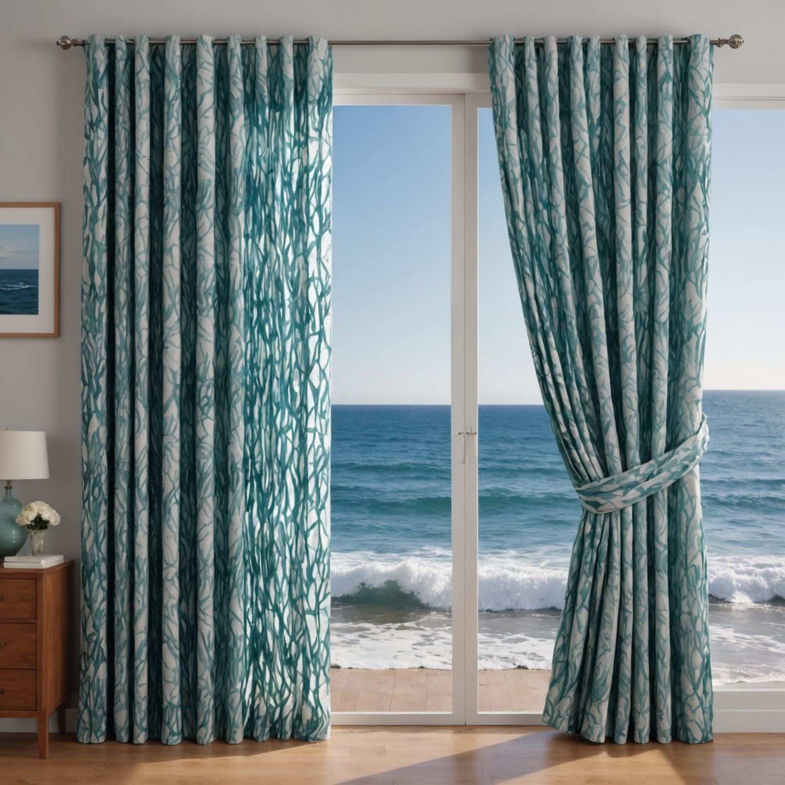 Ocean Waves as Curtains in a Surreal Landscape