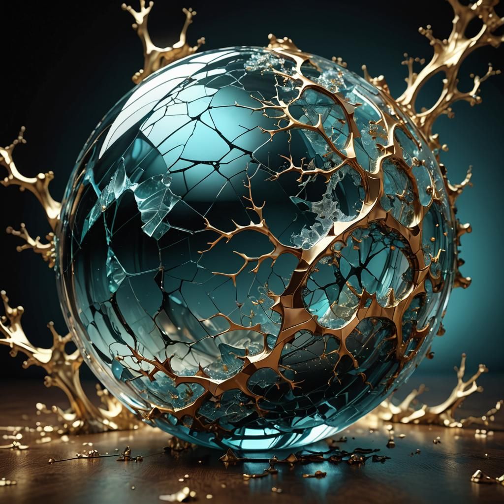 Cracked Glass Sphere with Fractal Effect