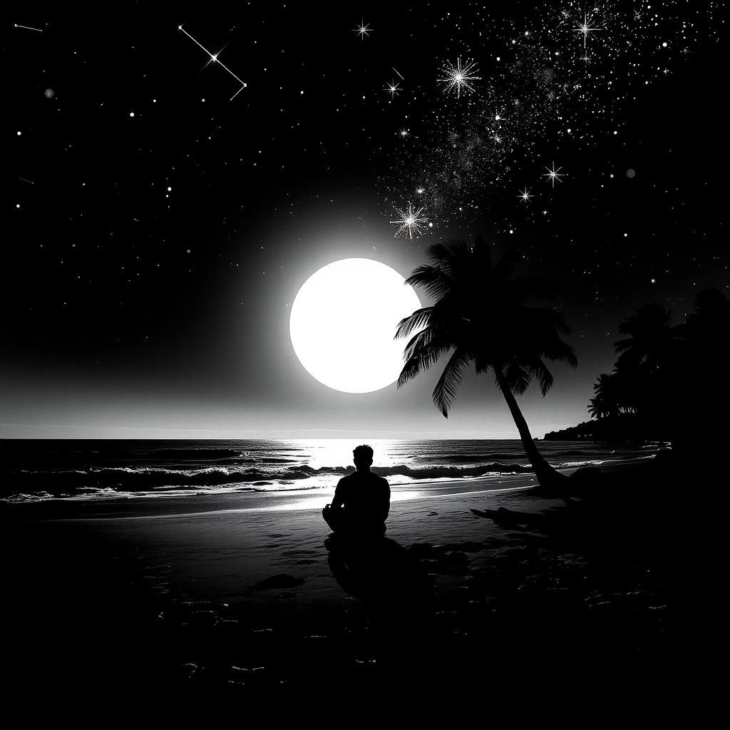 Abstract Maximalist Constellation in Black and White