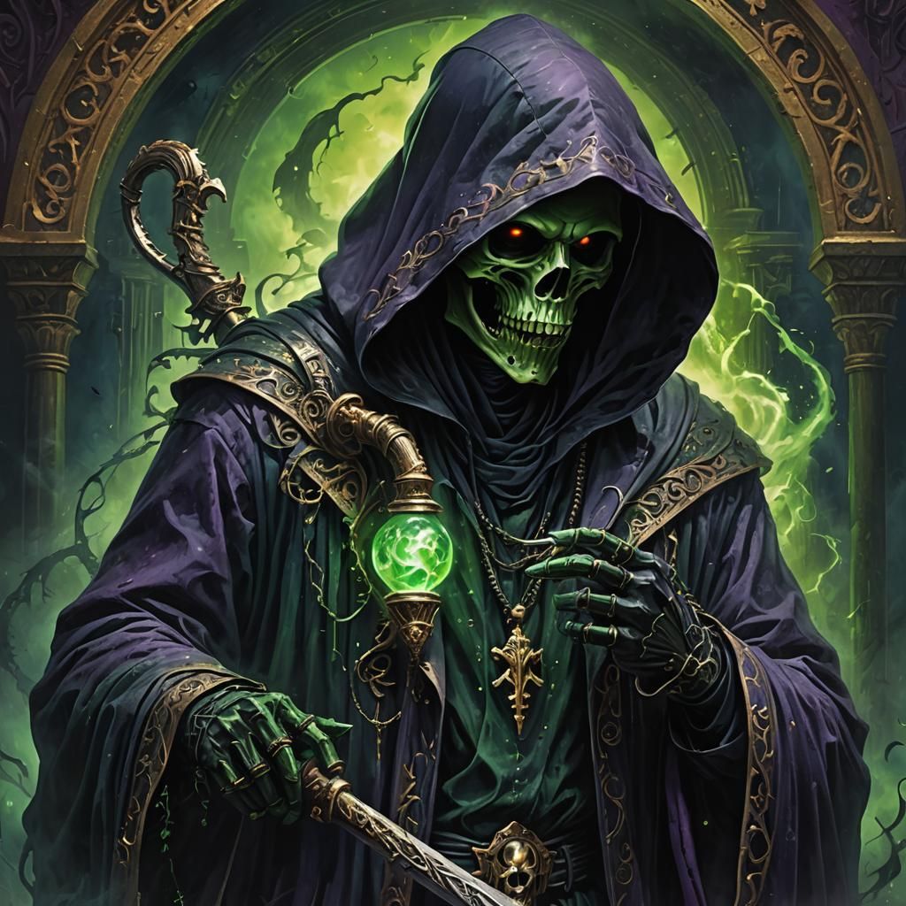 Grim Reaper with Cellphone in Matte Painting Style