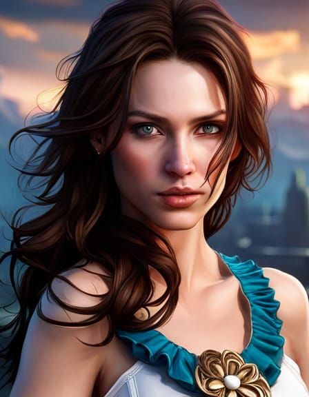 Hungarian Girl Portrait in Stained Glass Style