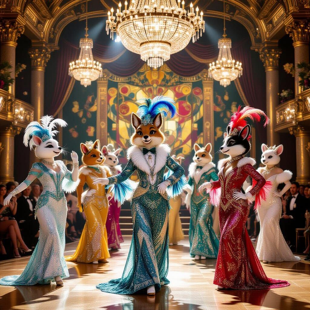 Anthropomorphic Jazz Band in Roaring Twenties Ballroom