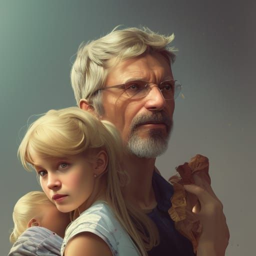 A German family with a father mother and daughter