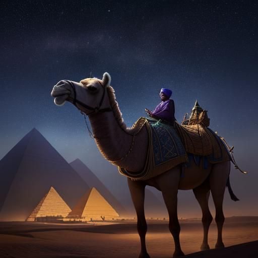 Medieval African Scholar on Camel: Fantasy Art