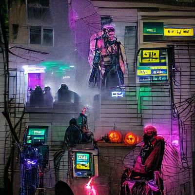Cyberpunk Halloween Night Cityscape