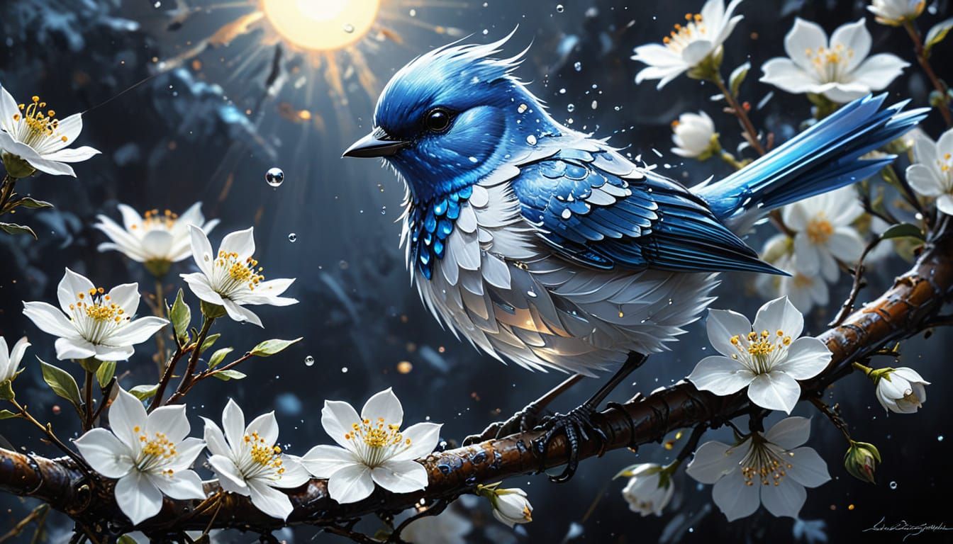 Jeweled Blue Bird Escapes Cage: Abstract Fractals