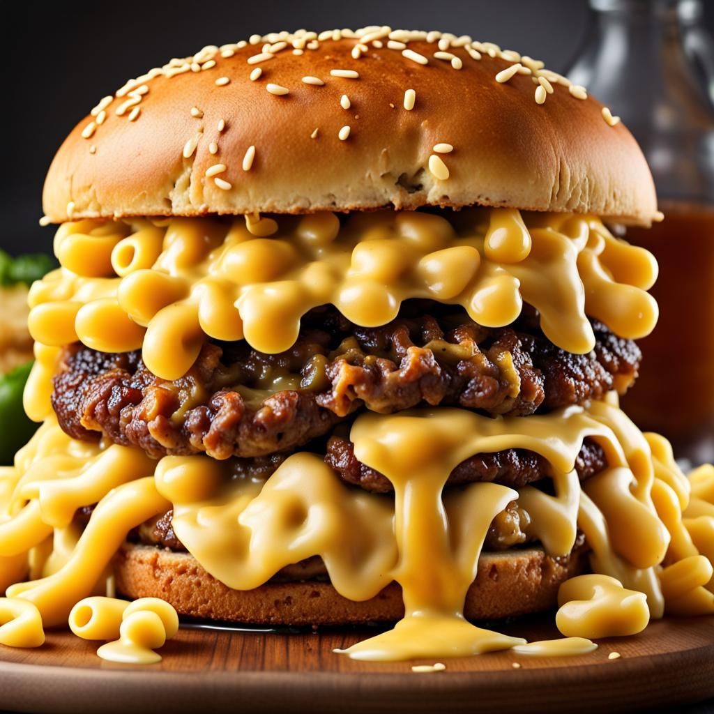 Macaroni and Cheese Topped Cheeseburger