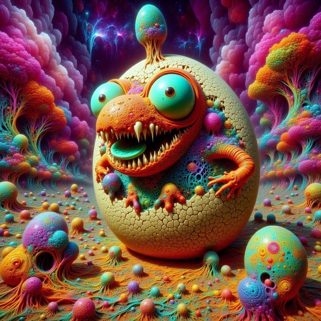 Surreal Sandman Rock Monster in Playful Geometry
