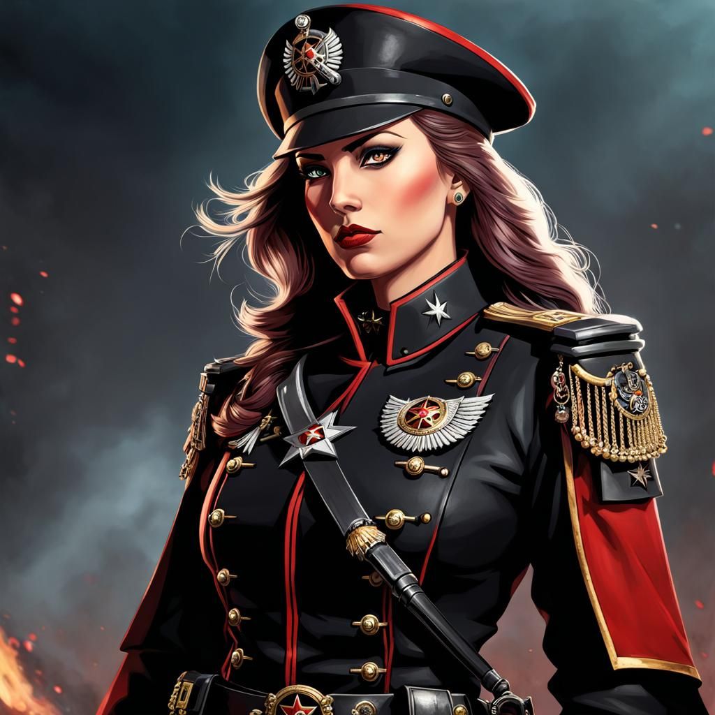 Dark Female Commissar in 40k Style
