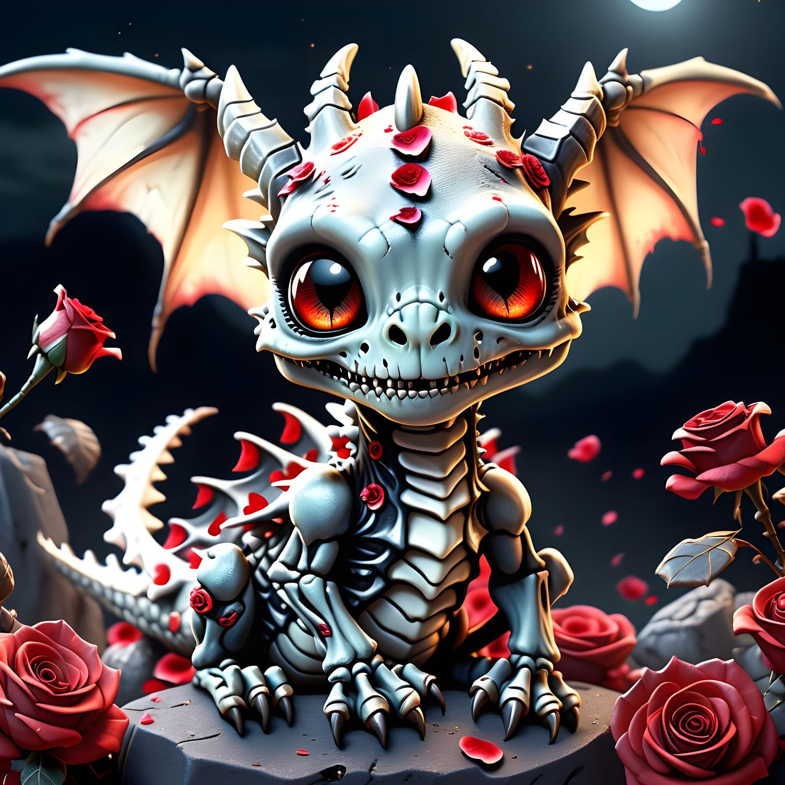 Cute Baby Zombie Dragon in Hyper-Realistic Style