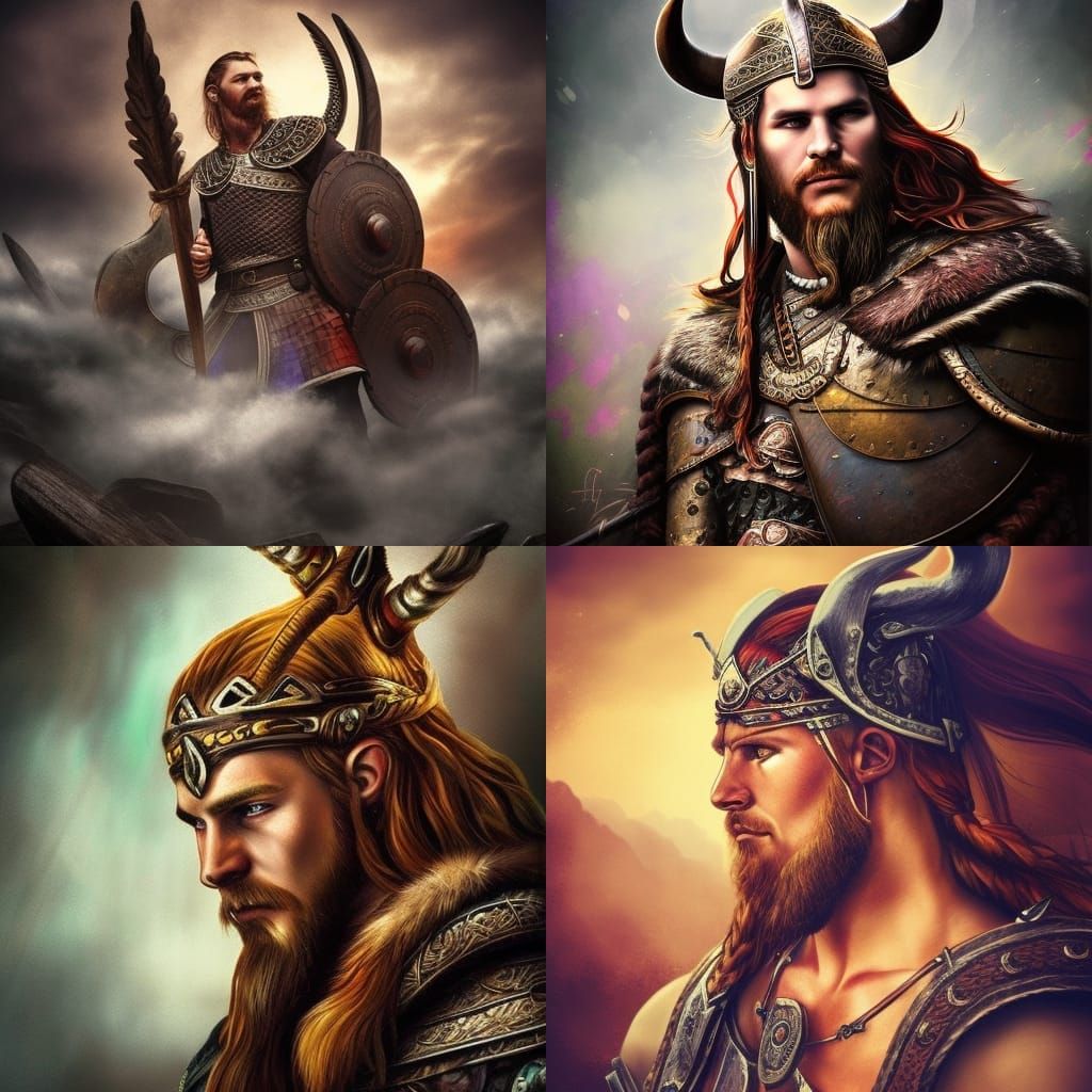 Hyperrealistic Vikings in Romanticism Style