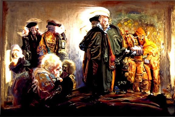 Fugitive Doctor Confronts Ambassadors: Rembrandt-Inspired Oi...