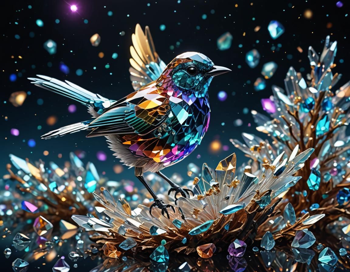 sparkling crystal bird