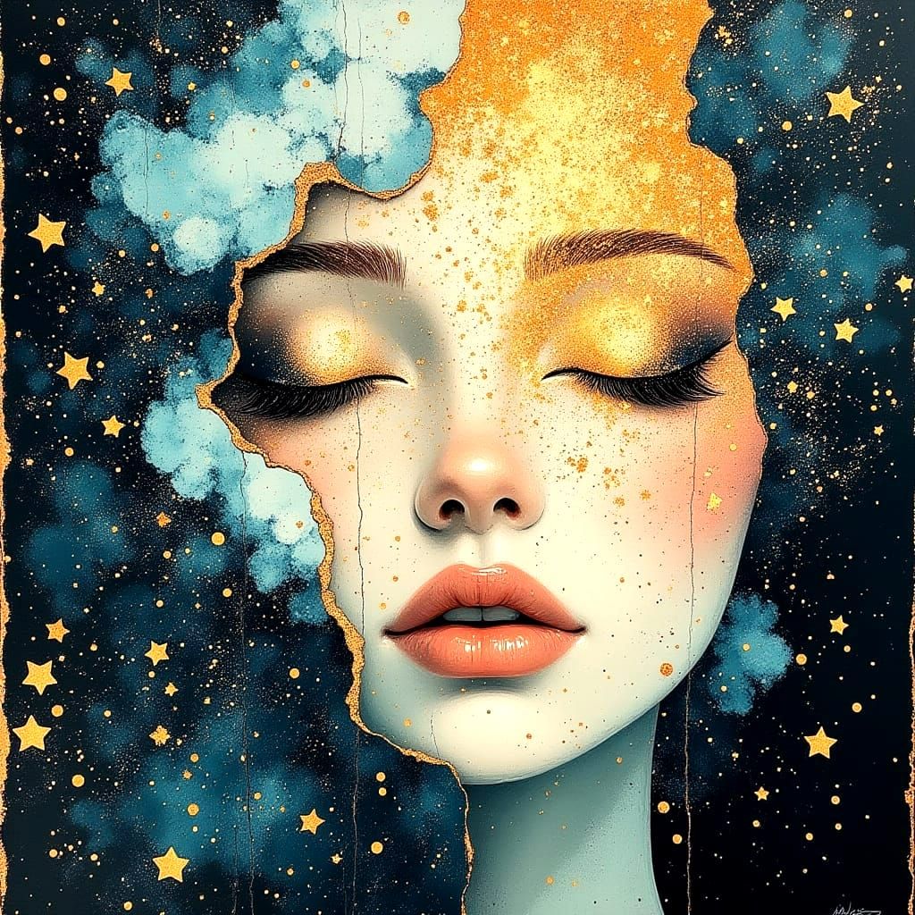 Surreal Cosmic Goddess Radiates Celestial Magic