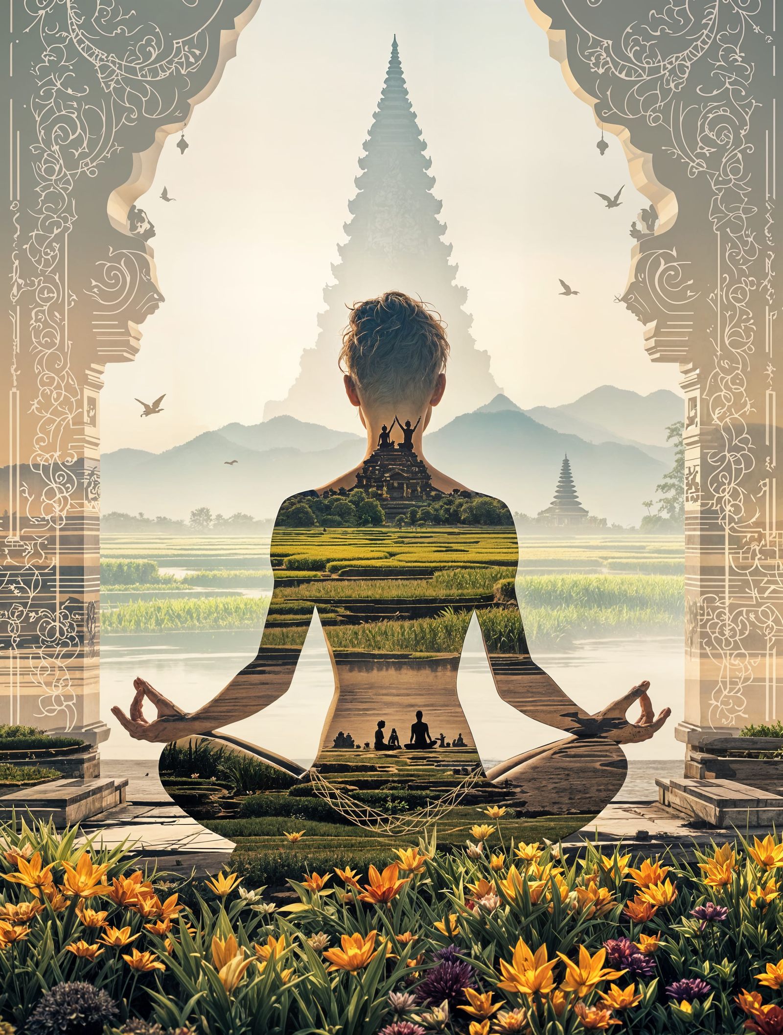 Serenely Spiritual Bali Landscape in Digital Painting