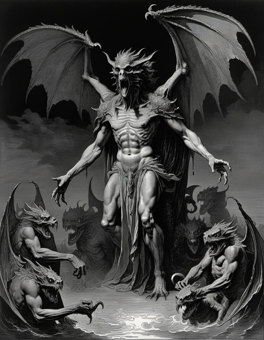 Tiamat: A Dark Fantasy Horror Illustration