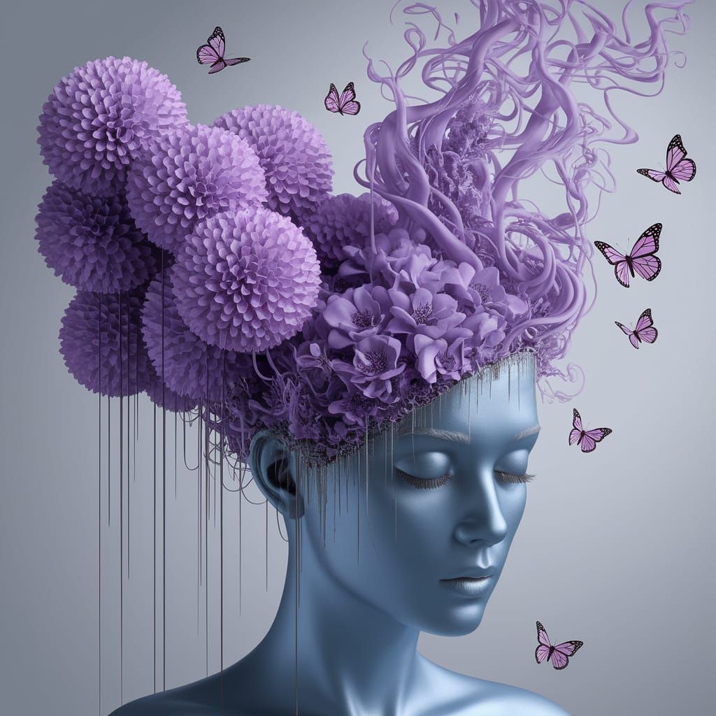 Surreal Face Melts into Smoke with Butterflies