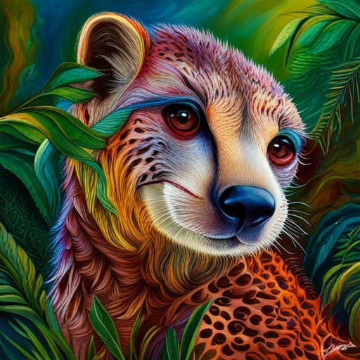 Cheetah Sloth Hybrid in Colored Inks