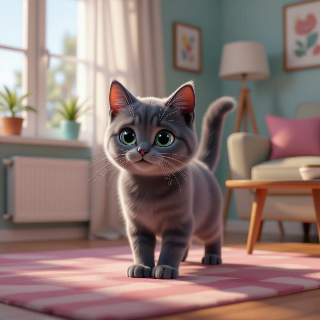Russian Blue Cat's Animated Adventure in 3D