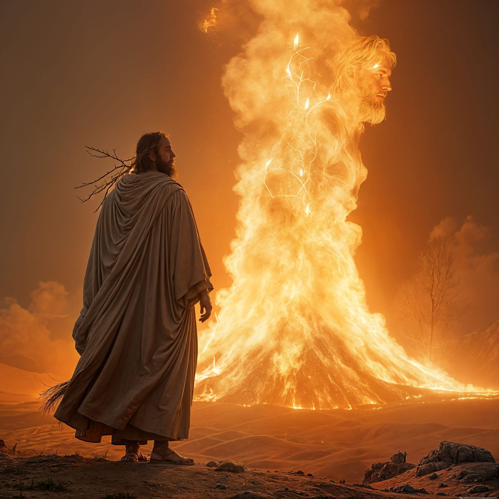 Moses and the Burning Bush: Fantasy Concept Art